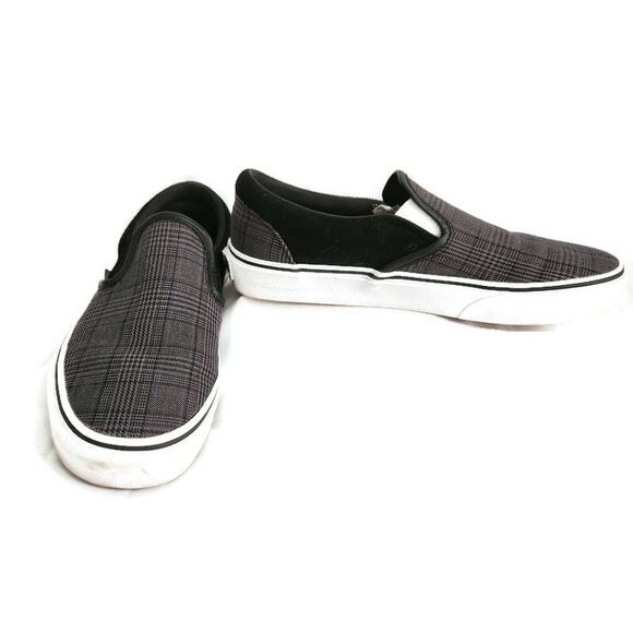 Vans Off the Wall Women's 8 Men's 6.5 Gray Plaid Slip-On Loafer Sneaker - Picture 2 of 7